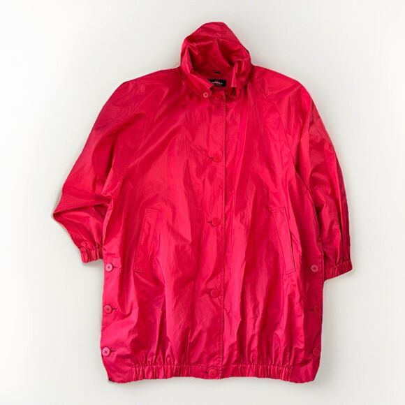 Alorna Vintage Red Windbreaker Balloon Jacket Plus Size 16 Oversized Mid Length - Picture 1 of 7